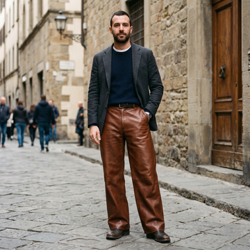 Men's Brown Leather Trousers