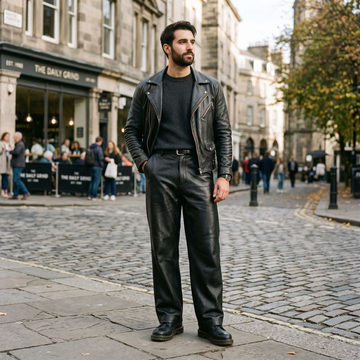 Men's Black Leather Trousers