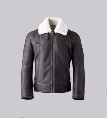 Men's Brown Fur Collar Leather Jacket