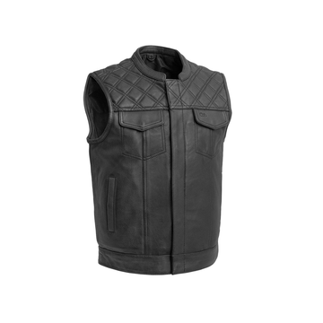 Men's Black Biker Leather Vest