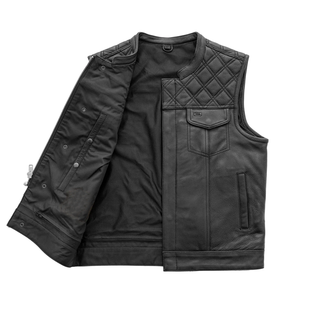 Men's Black Biker Leather Vest