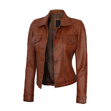 Women's Brown Biker Leather Jacket