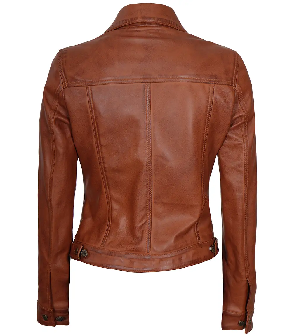 Women's Brown Biker Leather Jacket
