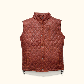 Men's Distressed Brown Leather Sleeveless Vest