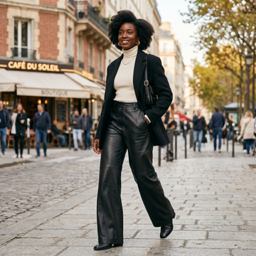 Women's Premium Black Leather Biker Pants