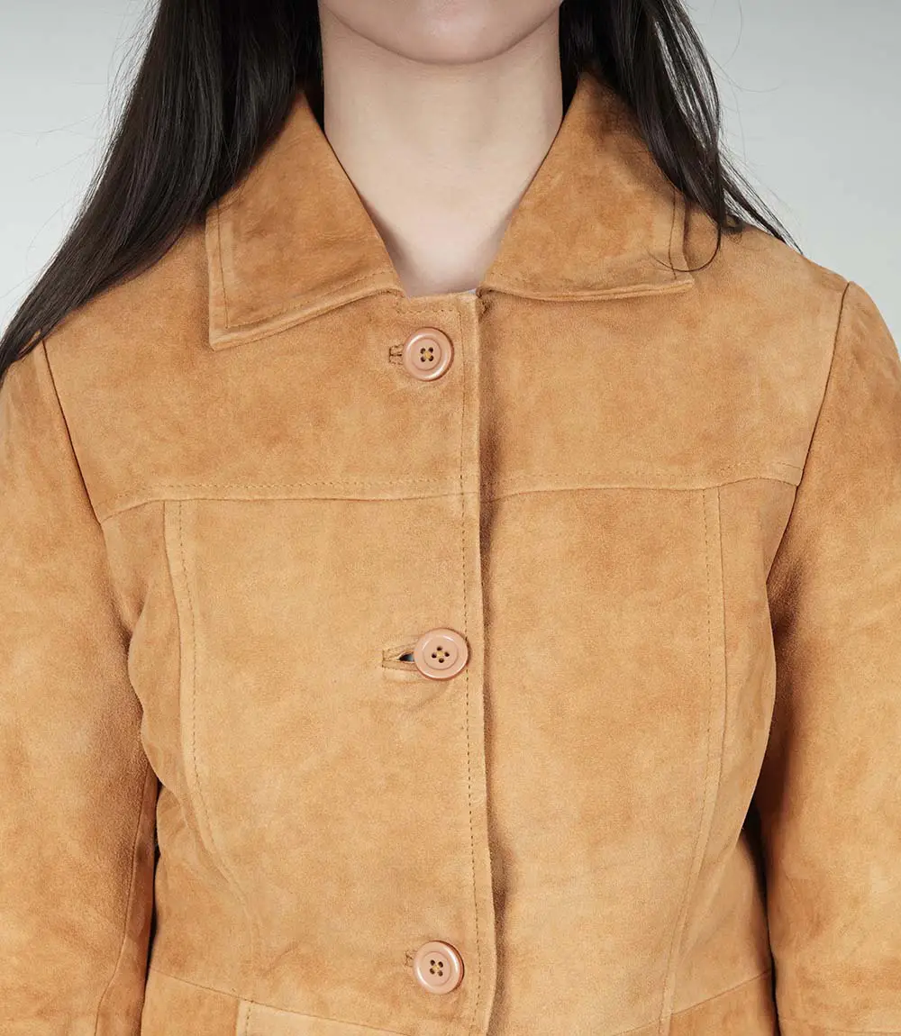 Women's Brown Suede Leather Coat