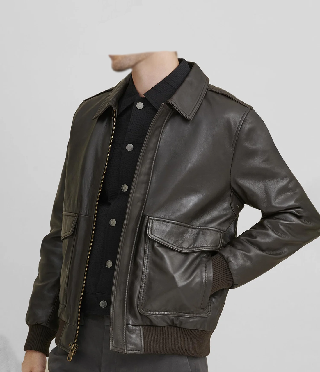 Men's Dark Brown Bomber Leather Jacket
