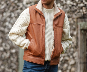 Men's Brown Leather Vest