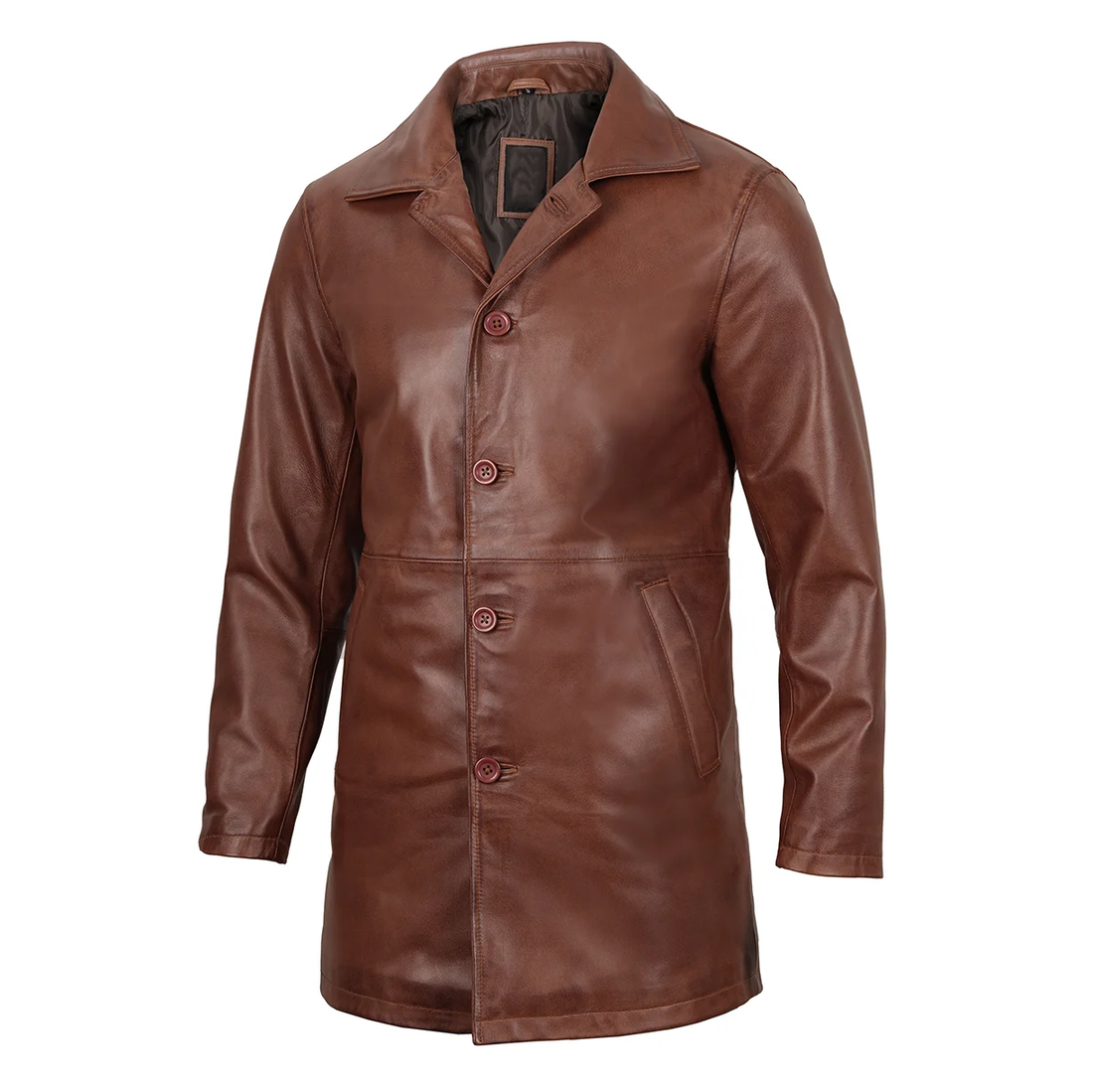 Men's Brown Trench Leather Coat