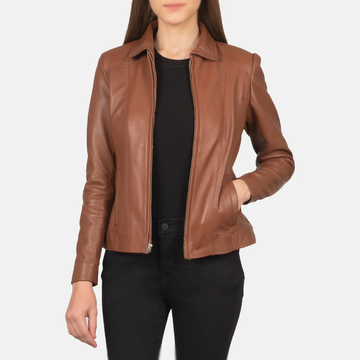 Women's Brown Biker Leather Jacket