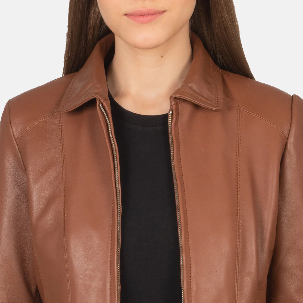 Women's Brown Biker Leather Jacket