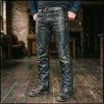 Men's Black Lambskin Cargo Pants