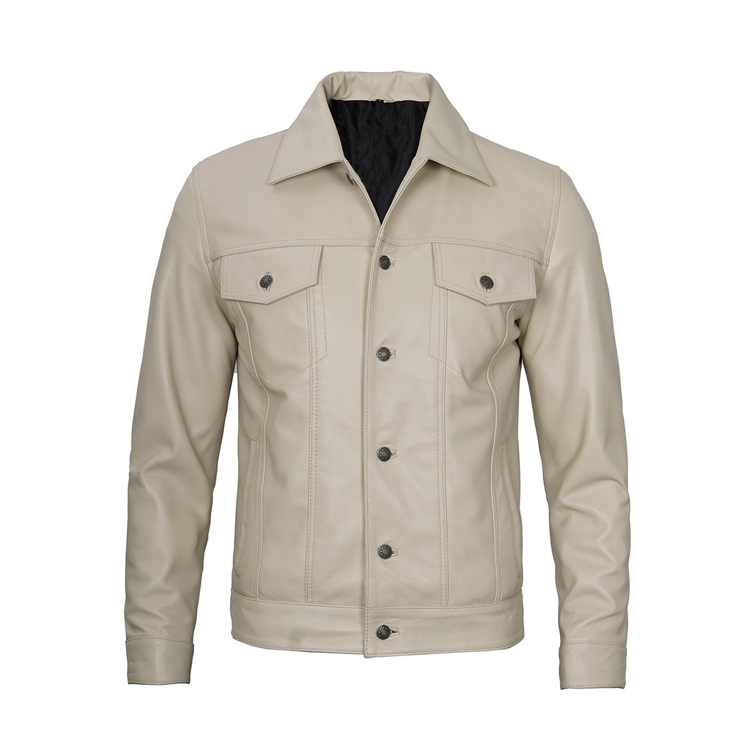 Men's White Biker Leather Jacket