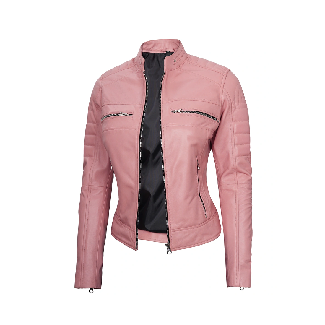 Women's Pink Biker Leather Jacket