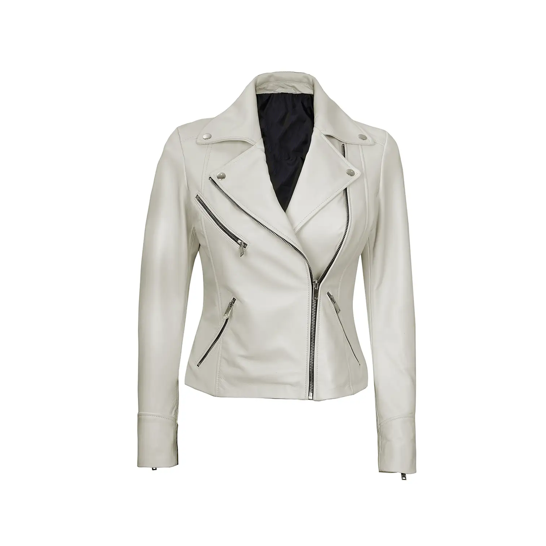 Women's White Biker Leather Jacket