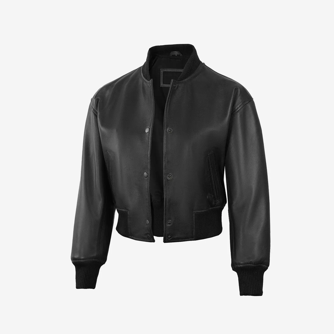 Women's Black Cropped Leather Jacket