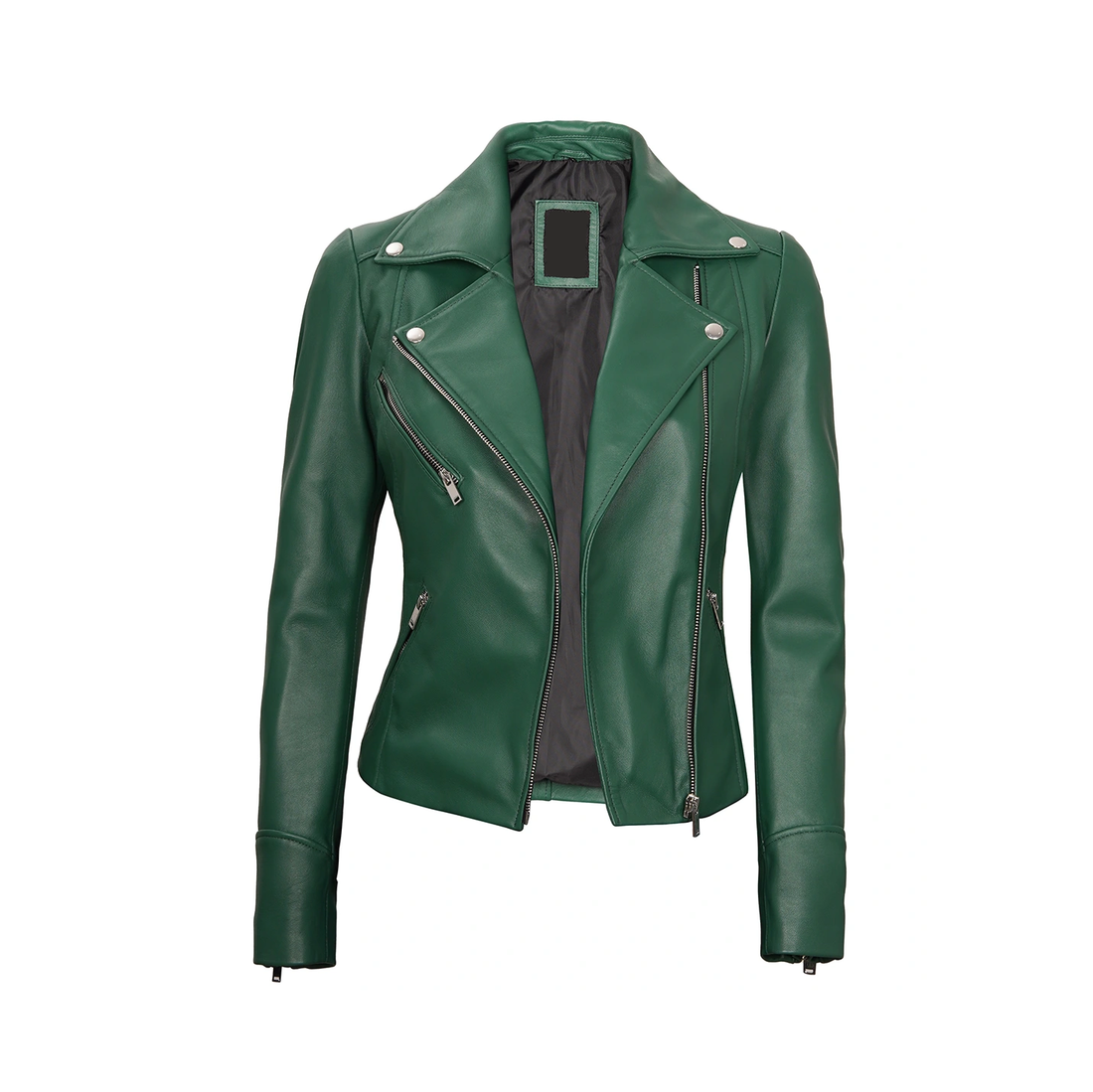 Women's Green Leather Cafe Racer Jacket