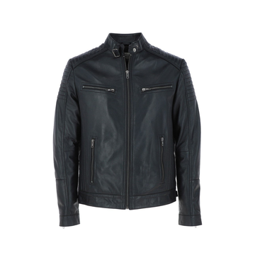 Men's Black Leather Biker Style Jacket