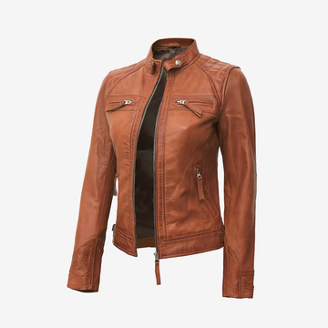 Women's Tan Brown Leather Jacket
