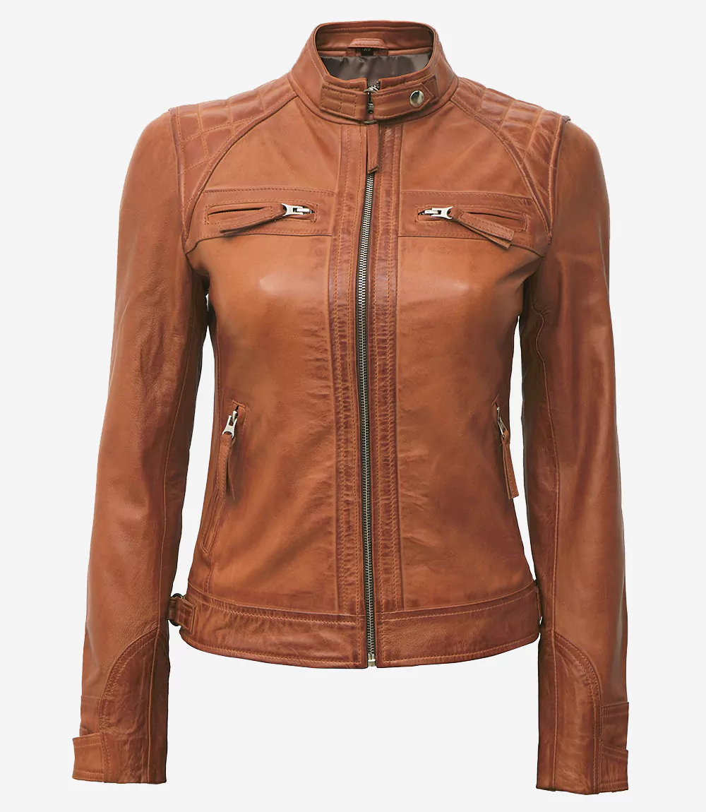 Women's Tan Brown Leather Jacket