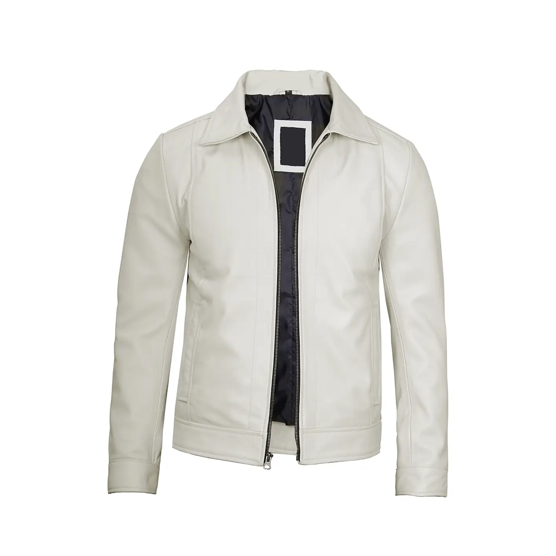 Men's White Biker Leather Jacket