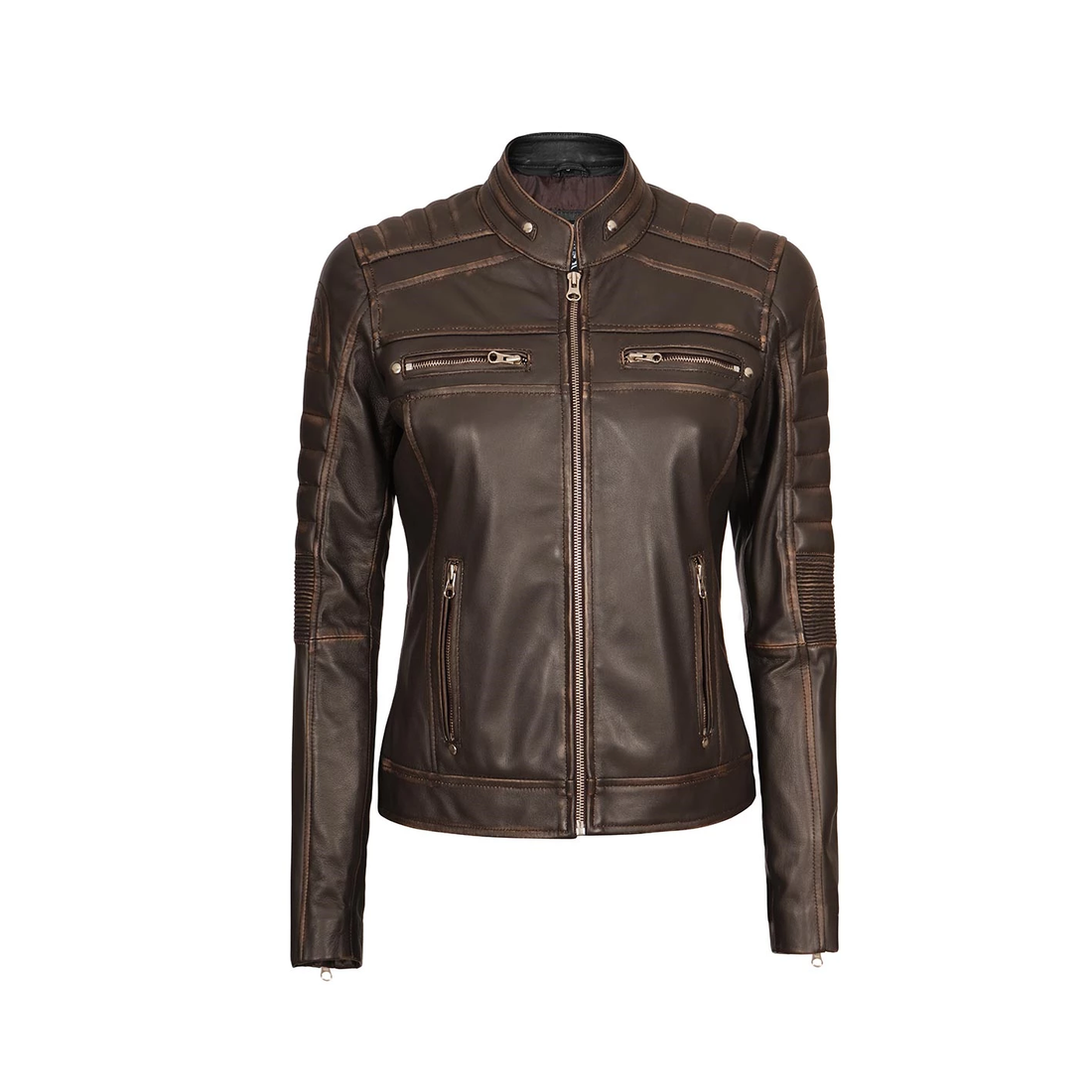 Women's Brown Biker Leather Jacket