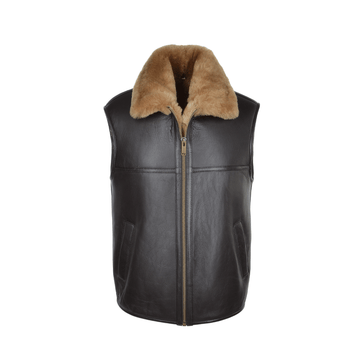 Men's Black Fur Collar Vest