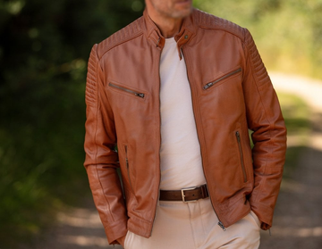 Men's Brown Biker Leather Jacket