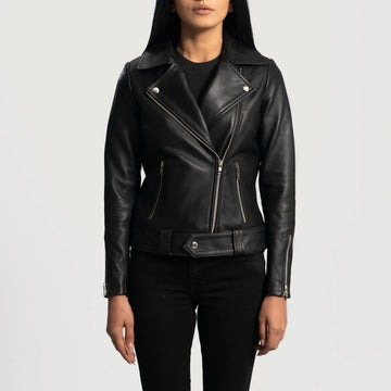 Women's Black Biker Leather Jacket