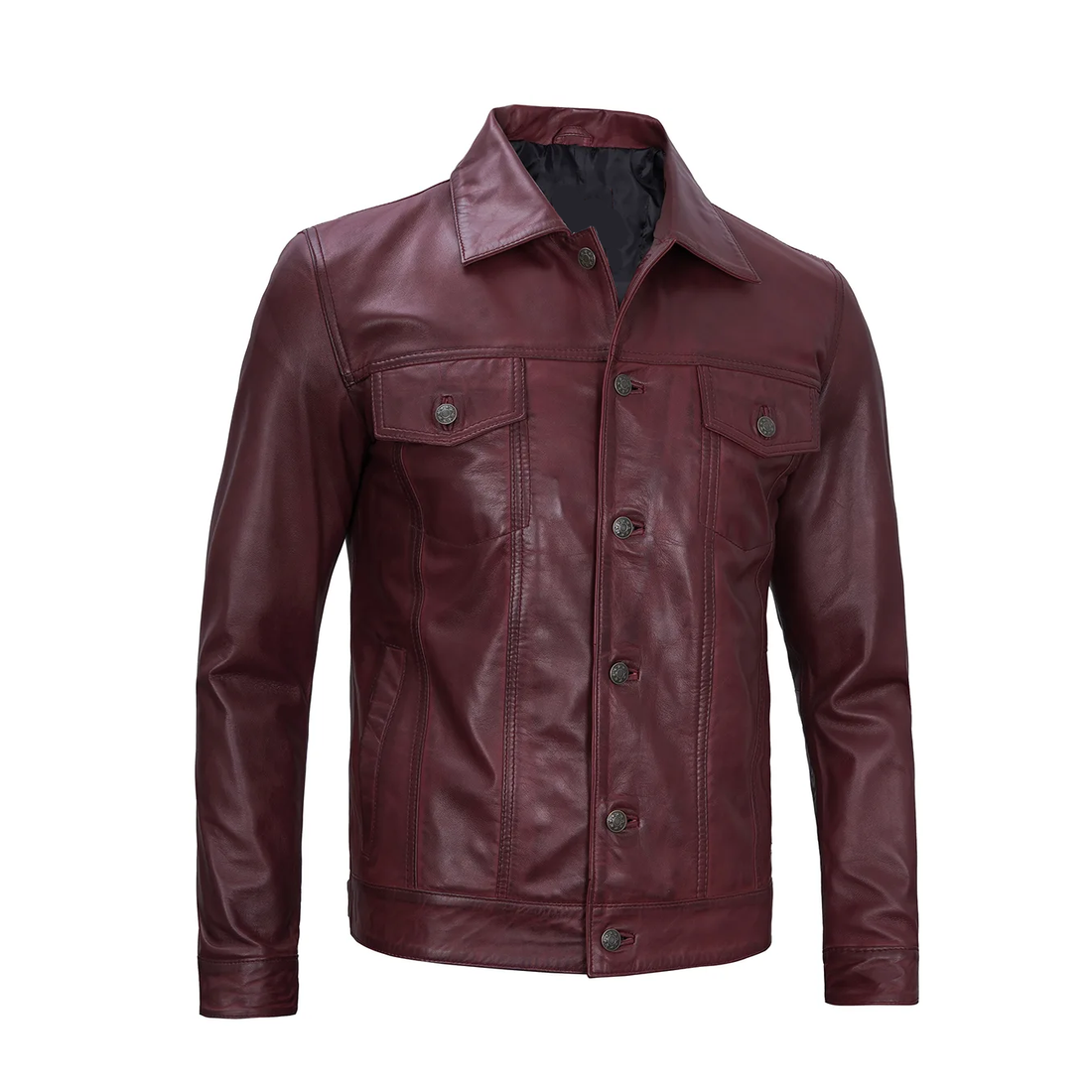 Men's Maroon Biker Leather Jacket