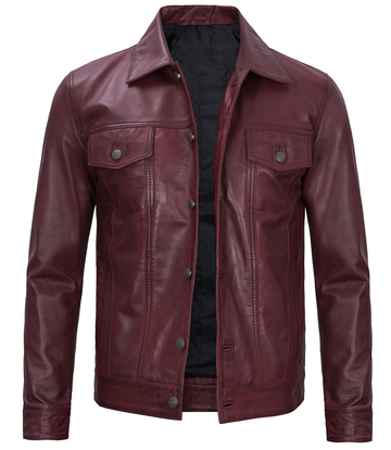 Men's Maroon Biker Leather Jacket