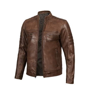 Men's Brown Distressed Leather Jacket