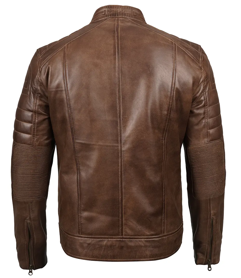 Men's Brown Distressed Leather Jacket