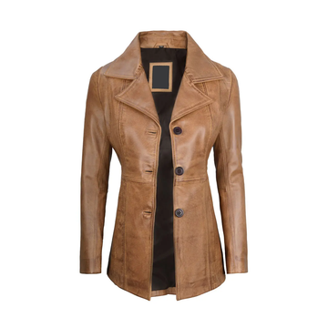 Women's Brown Trench Leather Coat