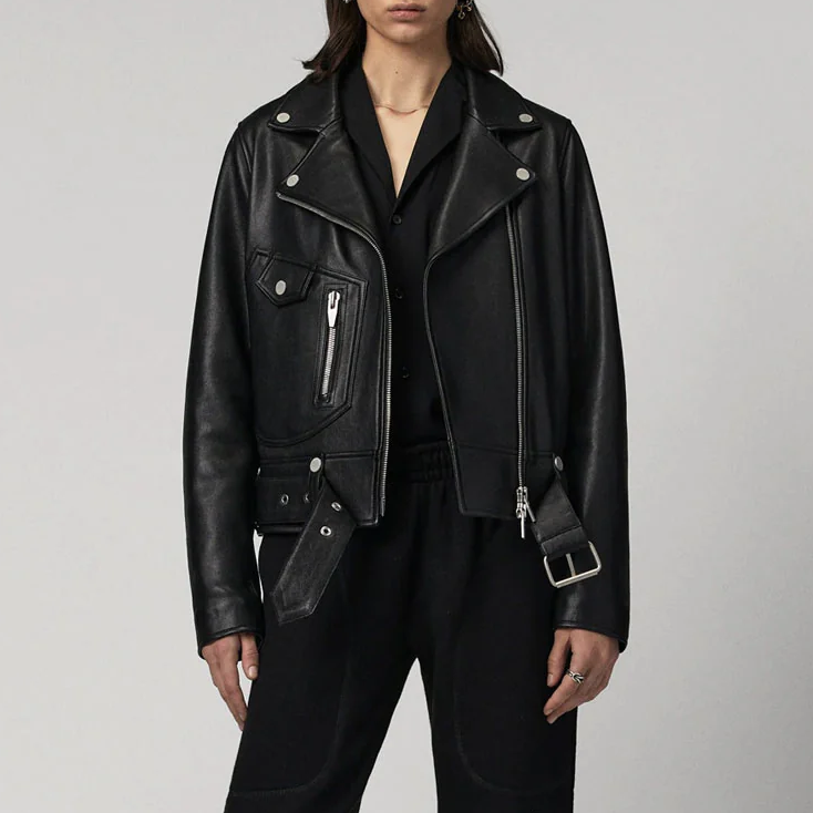 Women's Black Biker Leather Jacket