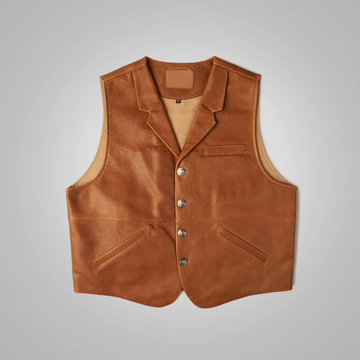 men's Brown Leather Vest