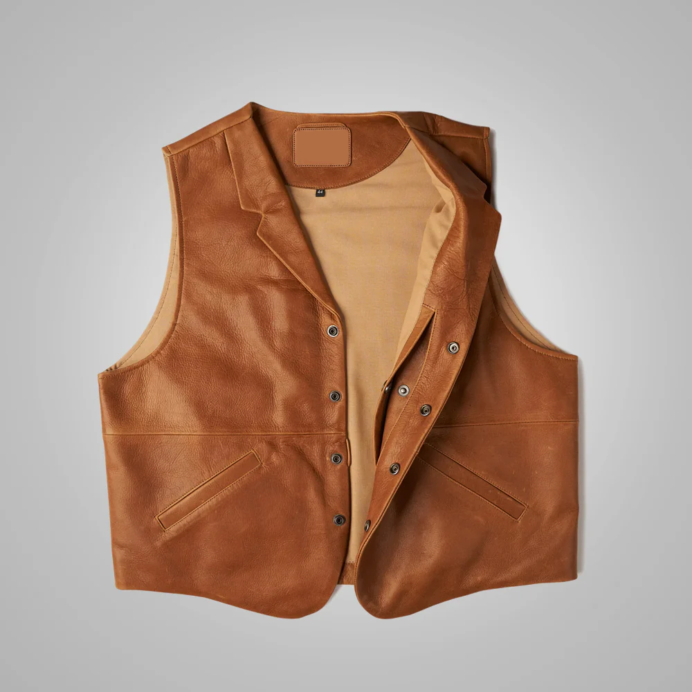 men's Brown Leather Vest