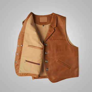 men's Brown Leather Vest