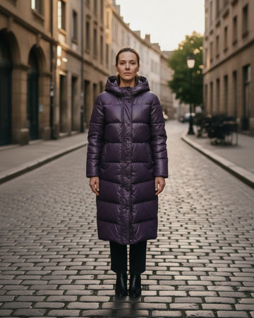 Women’s Purple Lambskin Puffer Jacket