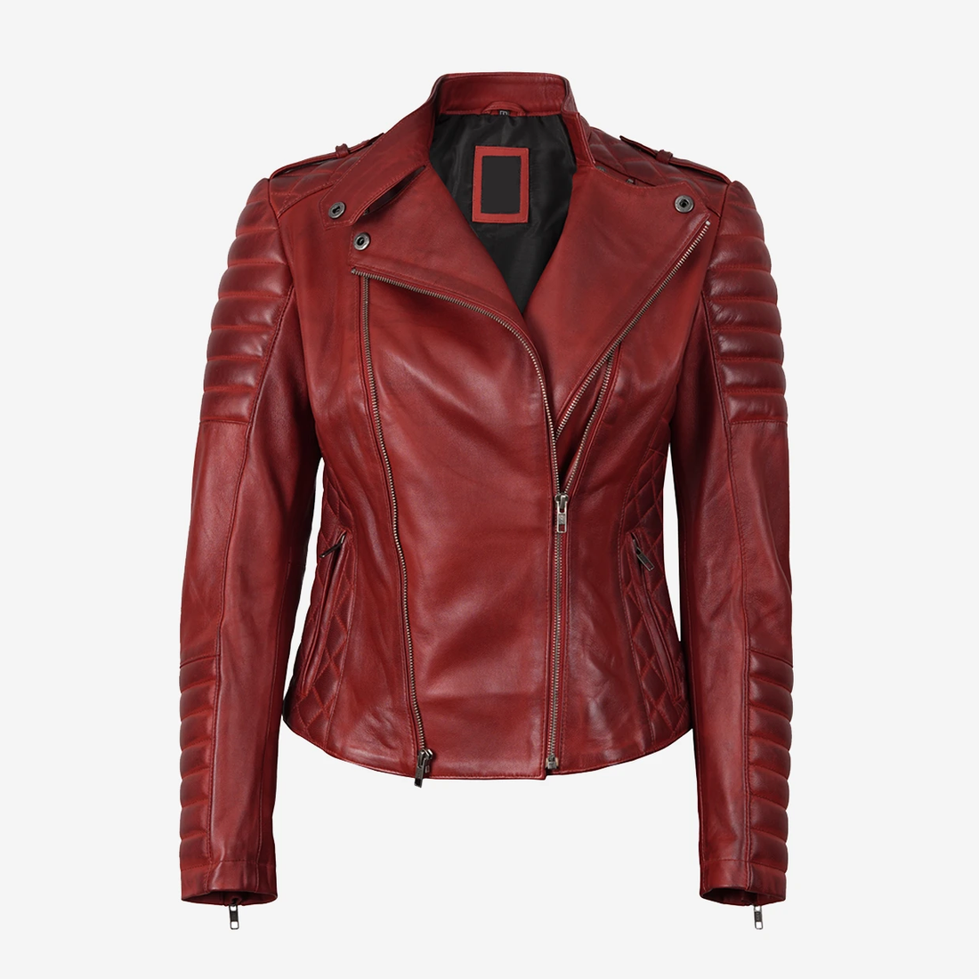 Women's Red Lambskin Biker Leather Jacket