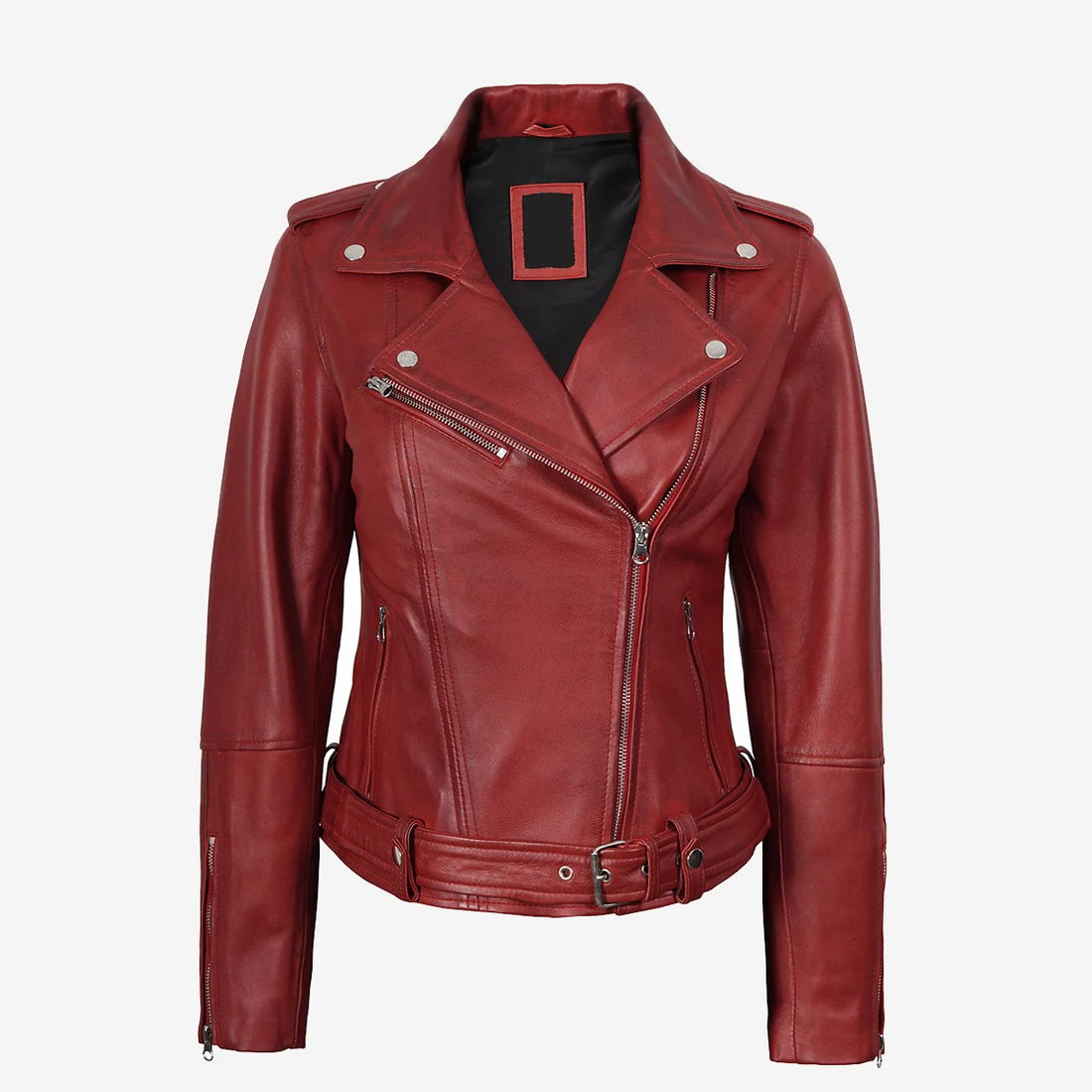 Women's Red Lambskin Classic Leather Jacket
