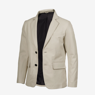 Men's White Lambskin Leather Blazer
