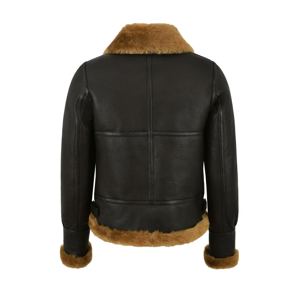 Women's Dark Brown Shearling Bomber Jacket