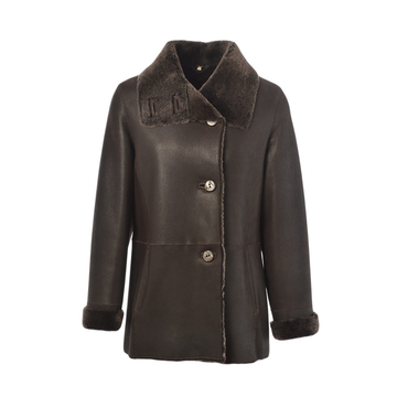 Women's Dark Brown Shearling Leather Coat