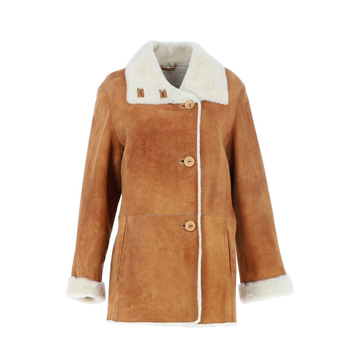 Women's Brown Suede Shearling Trench Coat