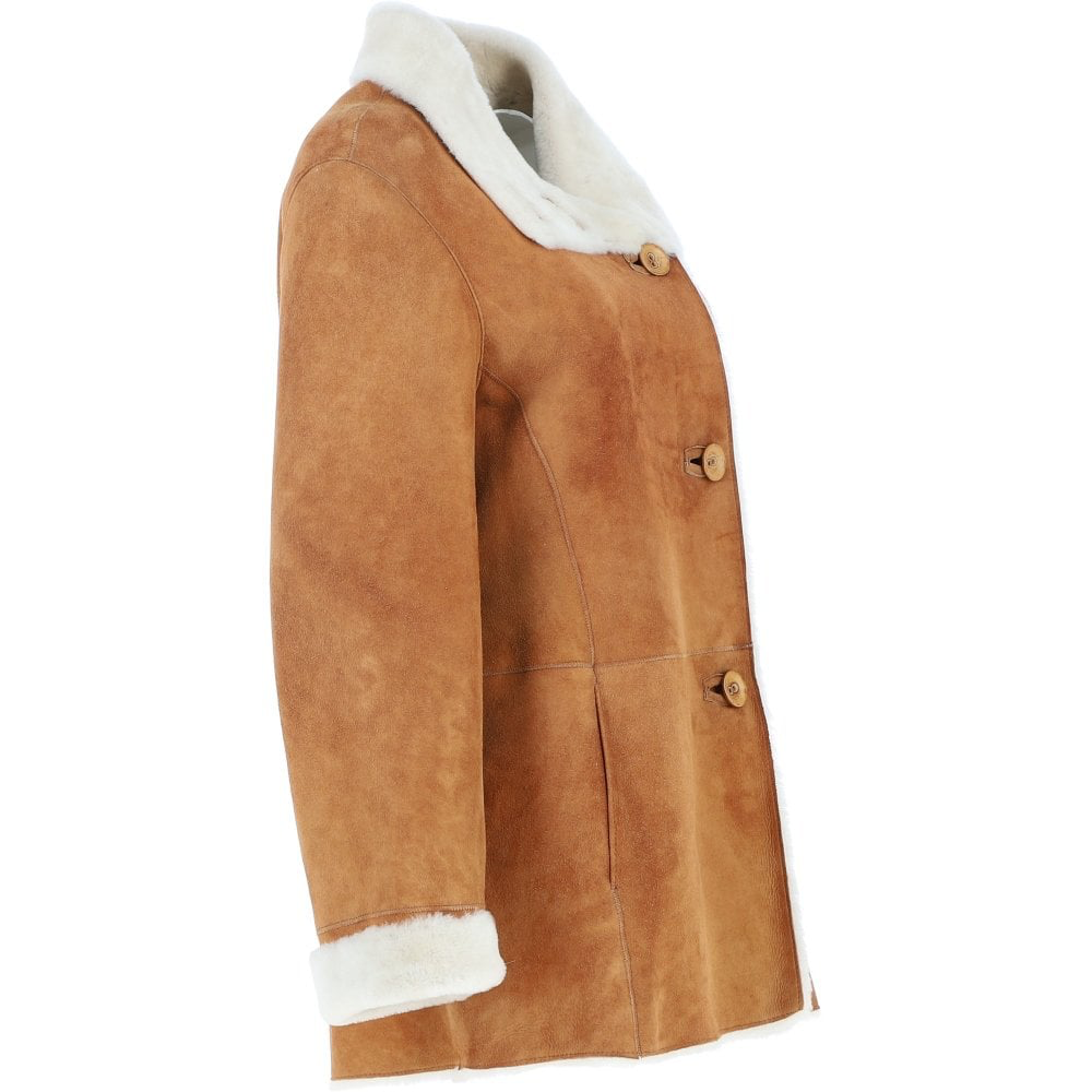 Women's Brown Suede Shearling Trench Coat