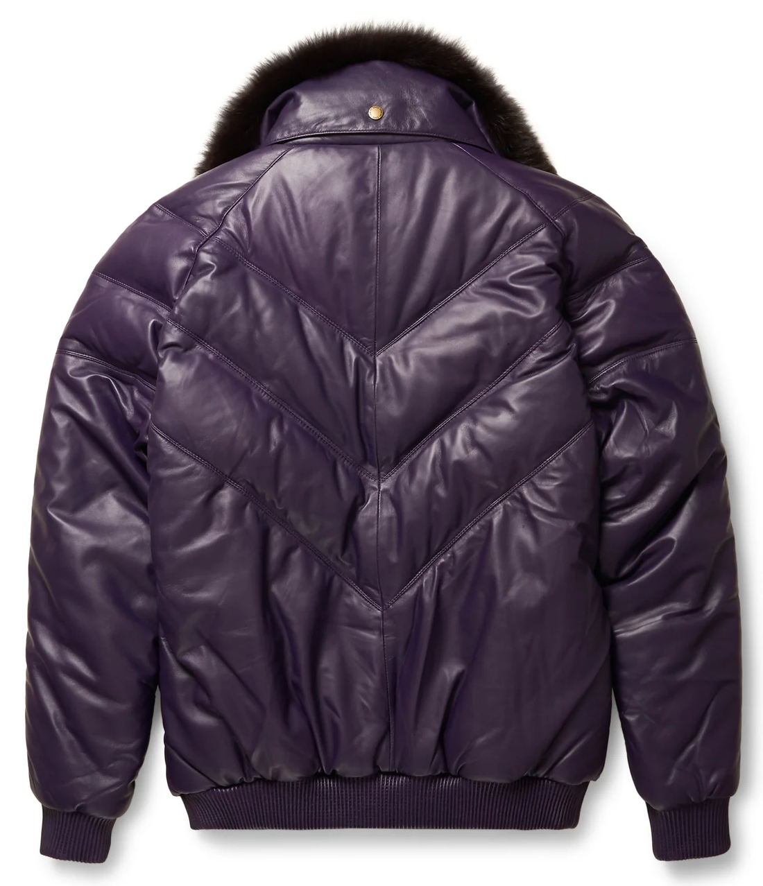 Men's Purple V-Bomber Leather Shearling collar Jacket