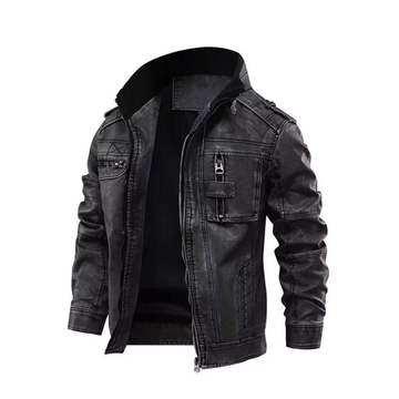 Men's Black Distressed Leather Jacket