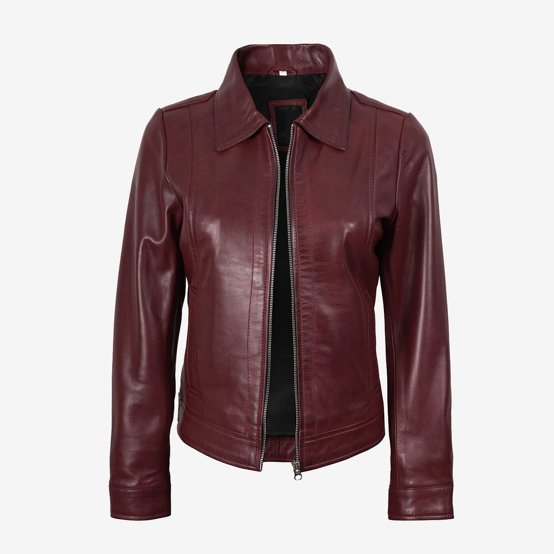 Women's Maroon Biker Leather Jacket