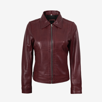 Women's Maroon Biker Leather Jacket